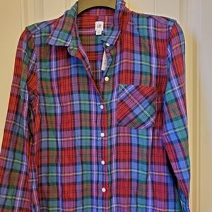 Gap button down plaid top